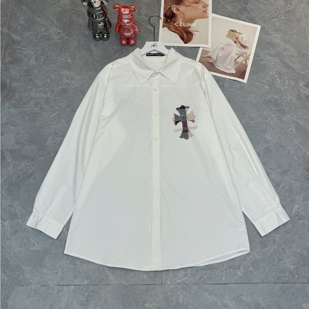 Chrome Hearts cross-patterned white shirt